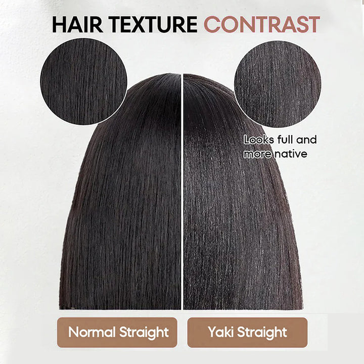 200% Density Yaki Straight Glueless Wig 13x4/13x6 Full Lace Front Wigs with Bleached Knots Put On and Go - AlloveHair