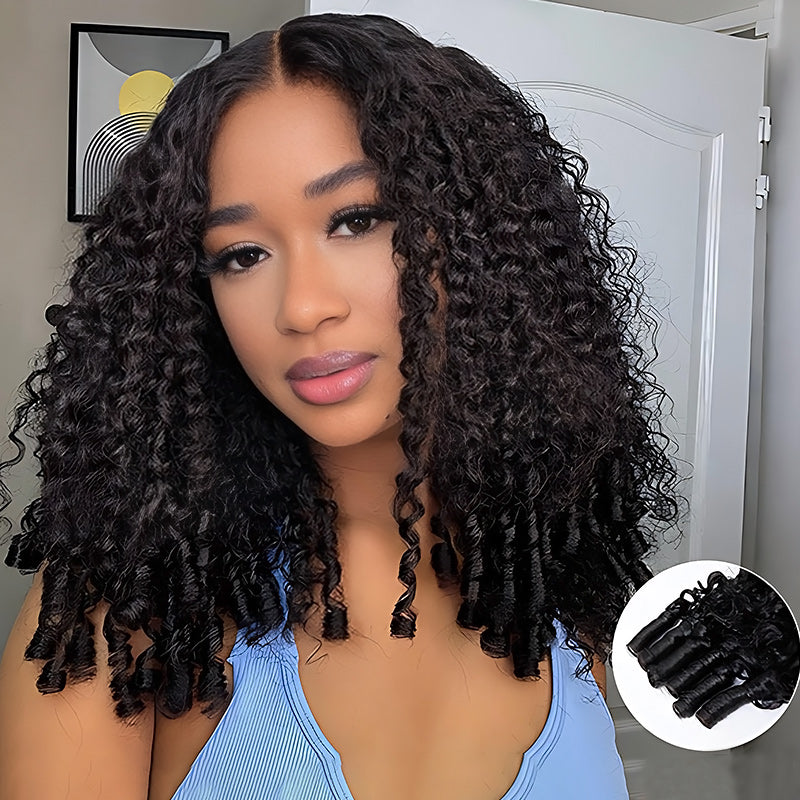 Burmese Curly Glueless Wig Pre-Cut Lace 7x6/13x6 HD Lace Front Wear Go Wig With Finger Coils Ends - AlloveHair
