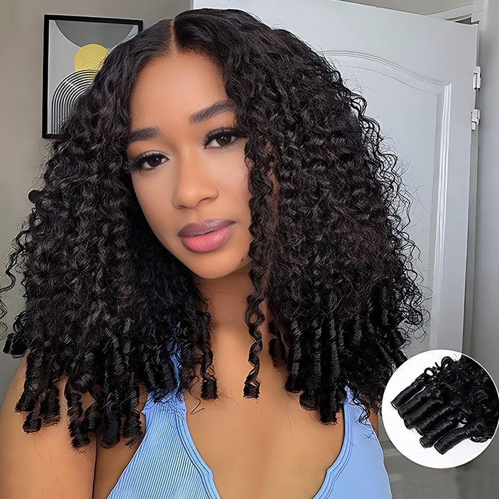 Burmese Curly Glueless Wig Pre-Cut Lace 7x6/13x6 HD Lace Front Wear Go Wig With Finger Coils Ends - AlloveHair