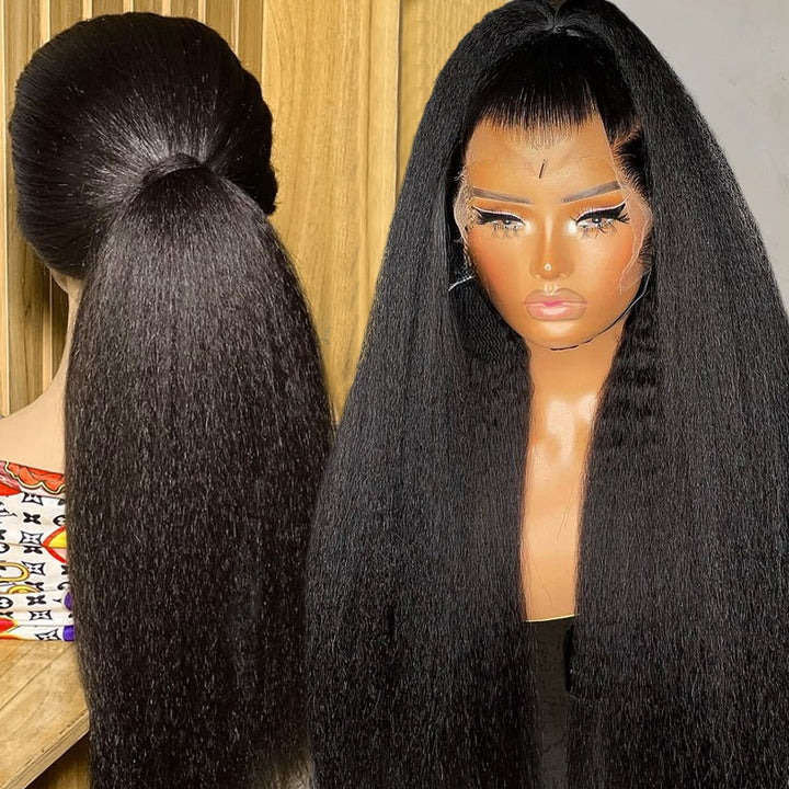 【THIN LACE】13x4 Undetectable Lace Front Wigs Yaki Straight 100% Glueless Human Virgin Hair