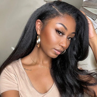 13x4 Undetectable Lace Front Wigs Kinky Straight 100% Human Virgin Hair