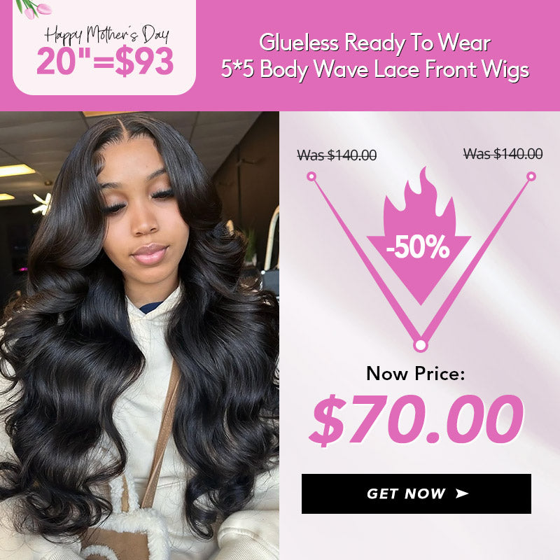 [Mother's Day Sale] 20"=$93 Glueless Ready To Wear 5*5 Body Wave Lace Front Wigs