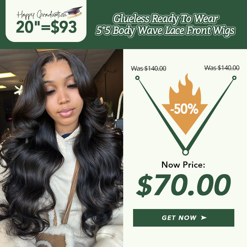 [Graduation Sale] 20"=$93 Glueless Ready To Wear 5*5 Body Wave Lace Front Wigs