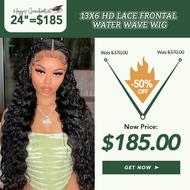 [Graduation Sale] 24 Inch = $185 | 13x6 HD Lace Frontal Water Wave Wig 50% Off