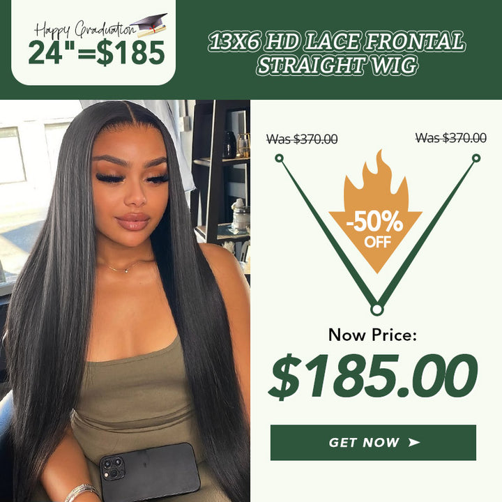 [Graduation Sale] 24 Inch = $185 | 13x6 HD Lace Frontal Straight Wig 50% Off