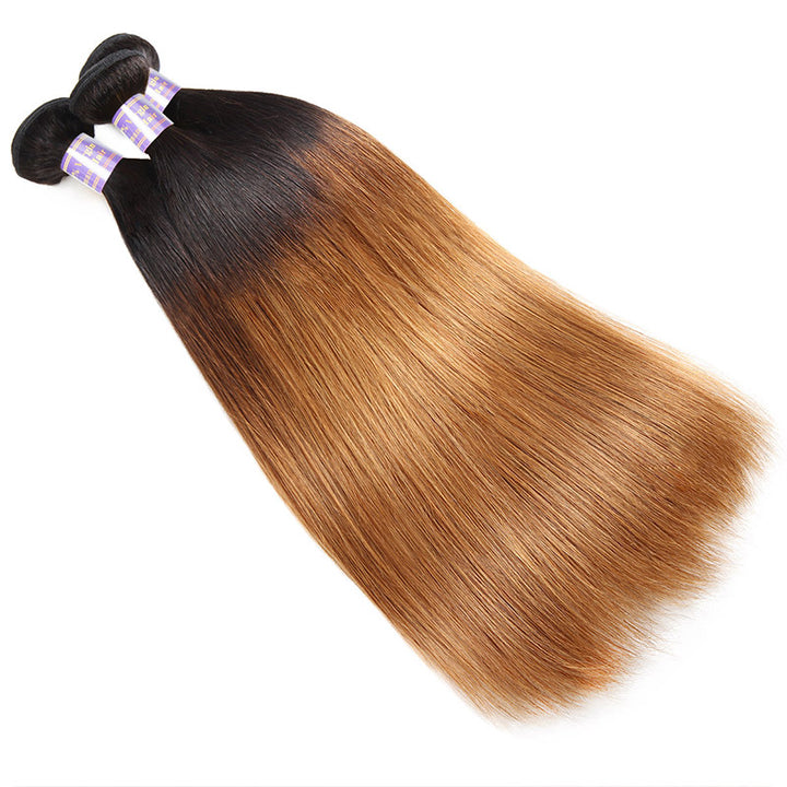 Allove Hair Two Tone Straight Hair Weave 3 Bundles T1B/30 Color Hair : ALLOVEHAIR