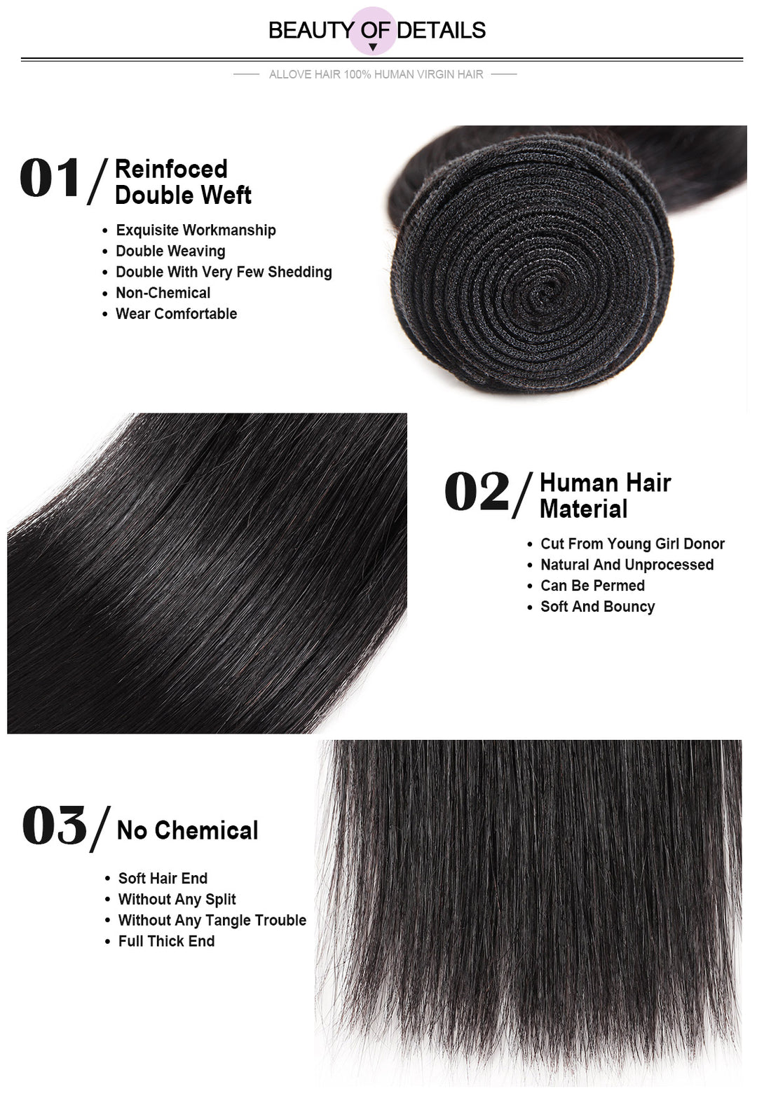 Wholesale 10 Bundles 8A Straight Virgin Human Hair Allovehair : ALLOVEHAIR