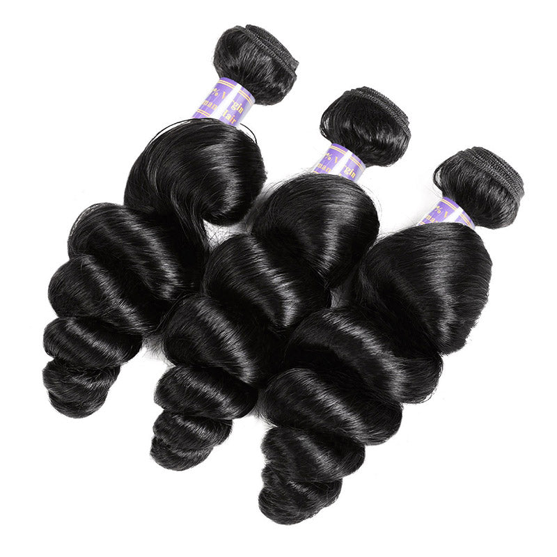 Allove Hair Malaysian Loose Wave 3 Bundles Virgin Human Hair Extensions : ALLOVEHAIR