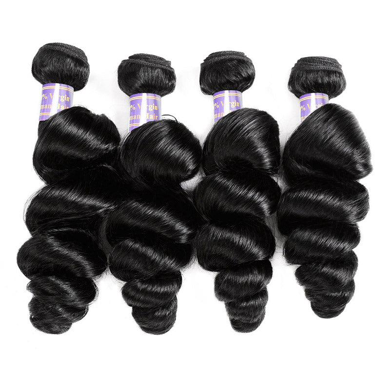 Allove Hair Indian Loose Wave Virgin Human Hair Weave 4 Bundles : ALLOVEHAIR