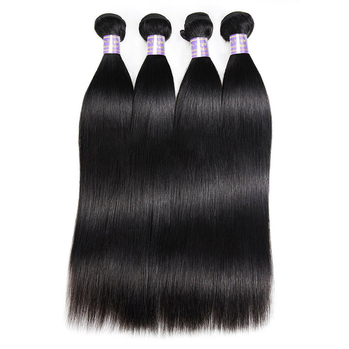 Malaysian Straight Hair 4 Bundles with 13*4 Lace Frontal Human Hair : ALLOVEHAIR