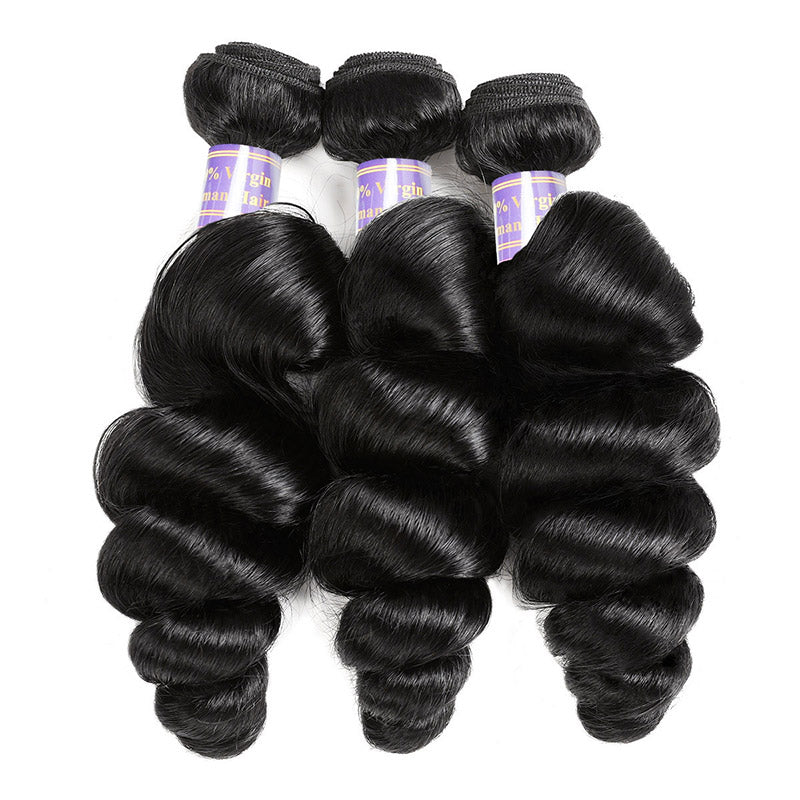 Allove Hair Malaysian Loose Wave 3 Bundles Virgin Human Hair Extensions : ALLOVEHAIR