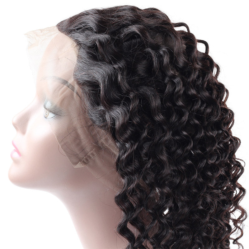 Allove Hair Peruvian Deep Wave 3 Bundles With 360 Lace Frontal Closure : ALLOVEHAIR