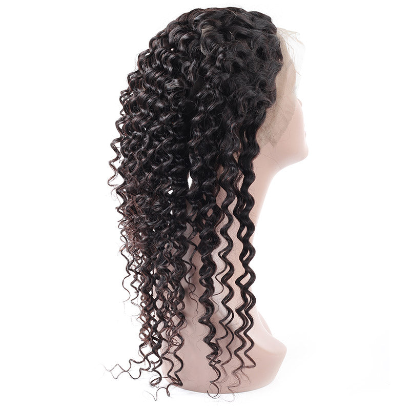 Indian Deep Wave 2 Bundles with 360 Lace Frontal Closure Virgin Hair : ALLOVEHAIR