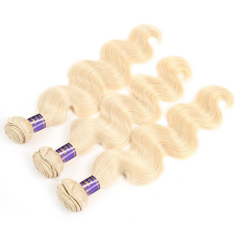 Allove Pure Blonde Body Wave Hair 3 Bundles with Lace Closure 613 Body wave : ALLOVEHAIR