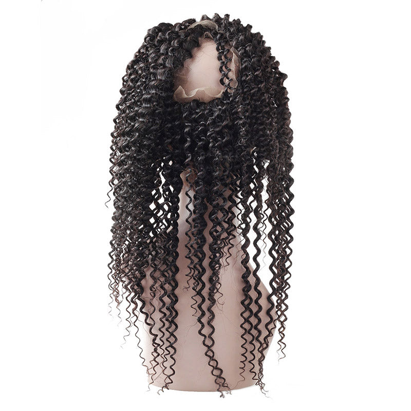 Peruvian Kinky Curly 3 Bundles with 360 Lace Closure Virgin Human Hair : ALLOVEHAIR