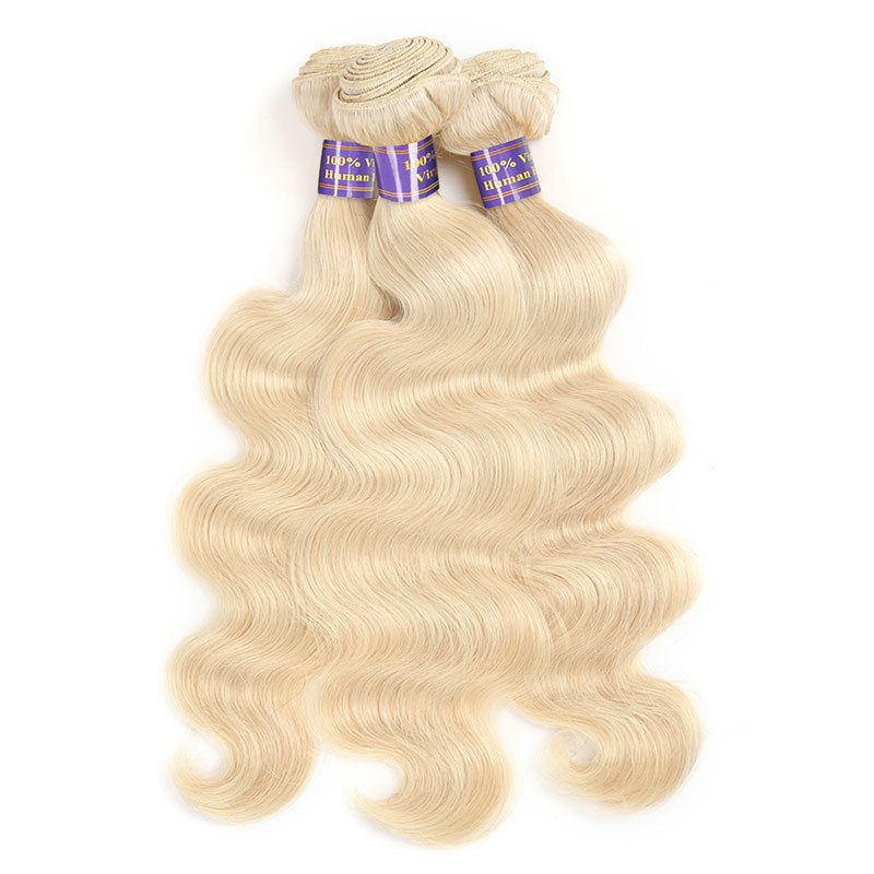 Allove Pure 613 Blonde Body Wave Human Hair 3 Bundles with Frontal Body wave Hair : ALLOVEHAIR