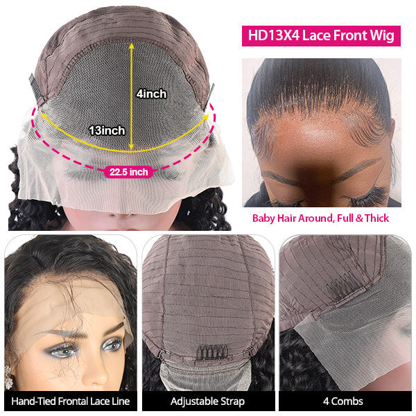 Save $100 OFF 13x4 Transparent Deep Wave Lace Front Wigs with Pre Plucked