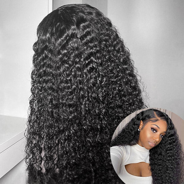 Brazilian Deep Wave 3 Bundles with Transparent 13*4 Lace Frontal Virgin Human Hair