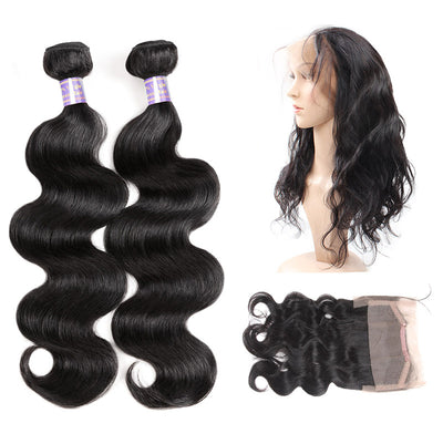 Allove Hair Indian Body Wave 2 Bundles With 360 Lace Frontal Closure : ALLOVEHAIR
