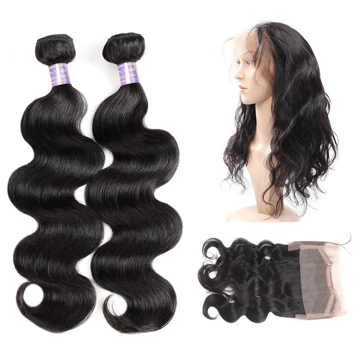 Peruvian Body Wave 2 Bundles with 360 Lace Frontal Closure : ALLOVEHAIR
