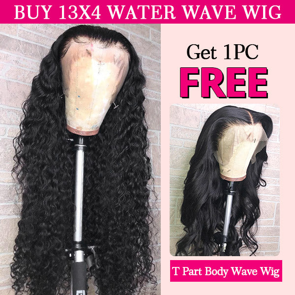 Flash Sale | Buy 13x4  Lace Front Water Wave Wig Get T-part Body Wave Wig for Free