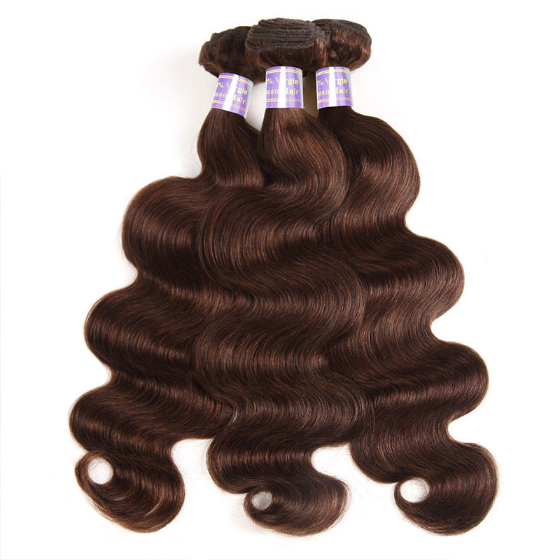 Allove Hair 4# Body Wave Hair 3 Bundles With Lace Closure Human Hair Bundles : ALLOVEHAIR