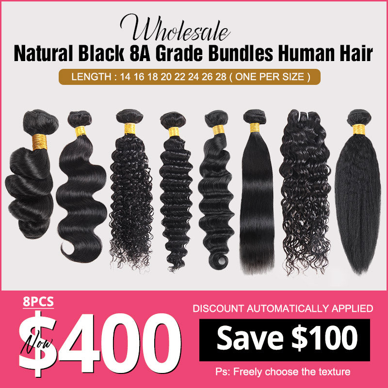【Wholesale 8A Bundles Deal】$400  8 Bundles Freely Choose Textures Human Hair Deals