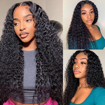 Save $100 OFF HD Transparent 4x4 Lace Closure Deep Wave Human Hair Lace Wigs