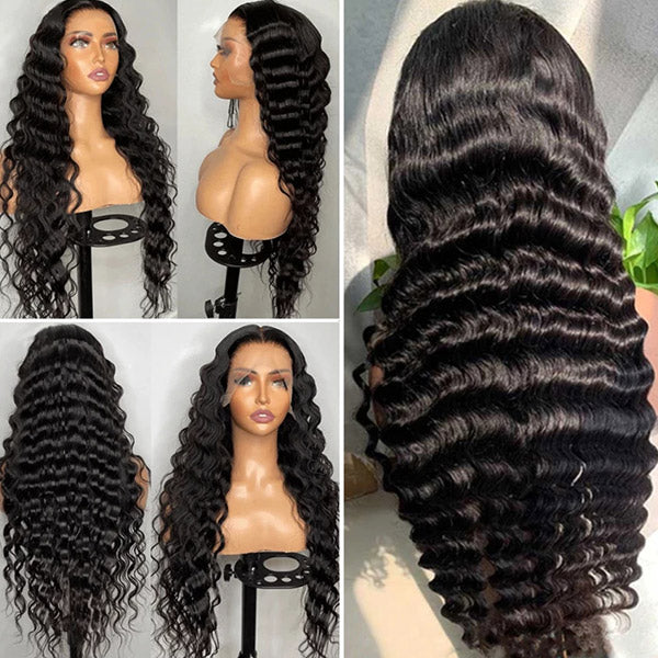 360 Full Lace Wig Human Hair 30 inch Loose Deep Wave Transparent HD Lace Frontal Human Hair Wigs Pre Plucked