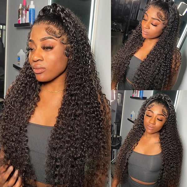 Save $100 OFF Transparent 13x4 Kinky Curly Lace Front Wig with Pre Plucked