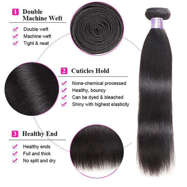 Allove Straight Hair Bundles Bone Straight Human Hair Bundles 30 inch Virgin Hair Bundles Brazilian Weave Human Hair Extensions