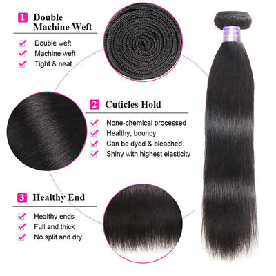 Allove Straight Hair Bundles Bone Straight Human Hair Bundles 30 inch Virgin Hair Bundles Brazilian Weave Human Hair Extensions