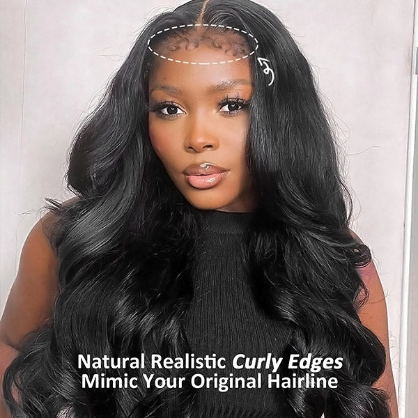 4C Edges 13x4 HD Invisible Lace Wigs Body Wave Human Hair Lace Closure Wig Natural Hairline