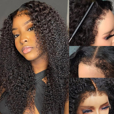 4C Edges Afro Kinky Curly Free Parting 13x4 Undetectable Lace Front with Curly Baby Hair