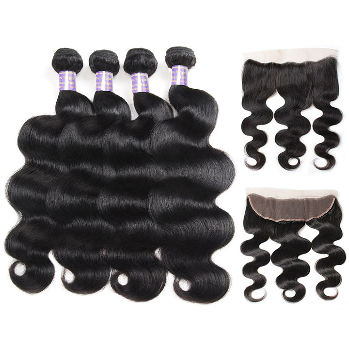 Brazilian Body Wave 4 Bundles with Ear to Ear Lace Frontal Closure : ALLOVEHAIR