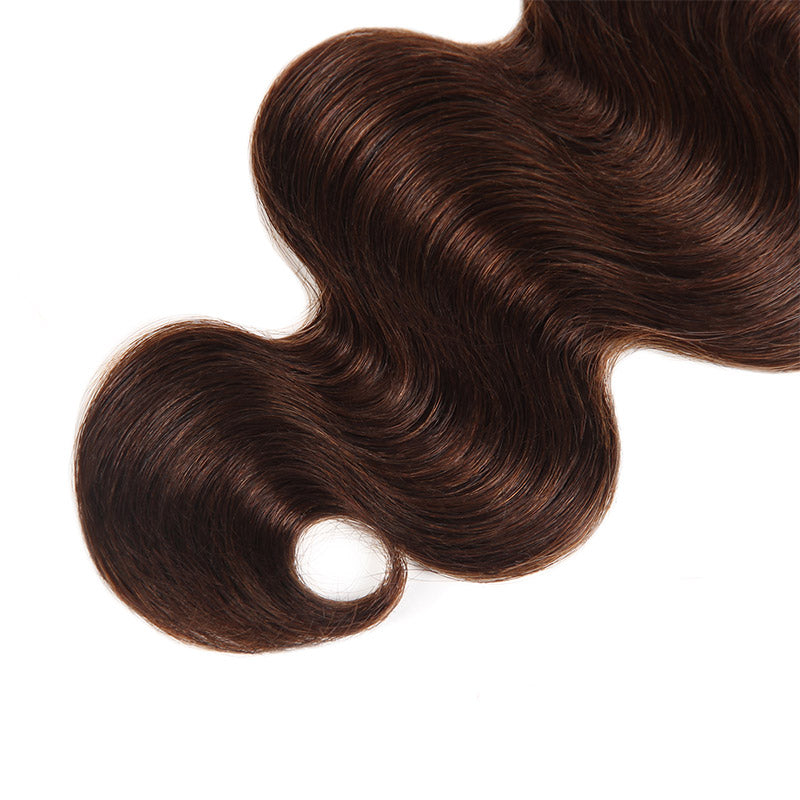 Allove Hair 4# Body Wave Hair 3 Bundles With Lace Closure Human Hair Bundles : ALLOVEHAIR