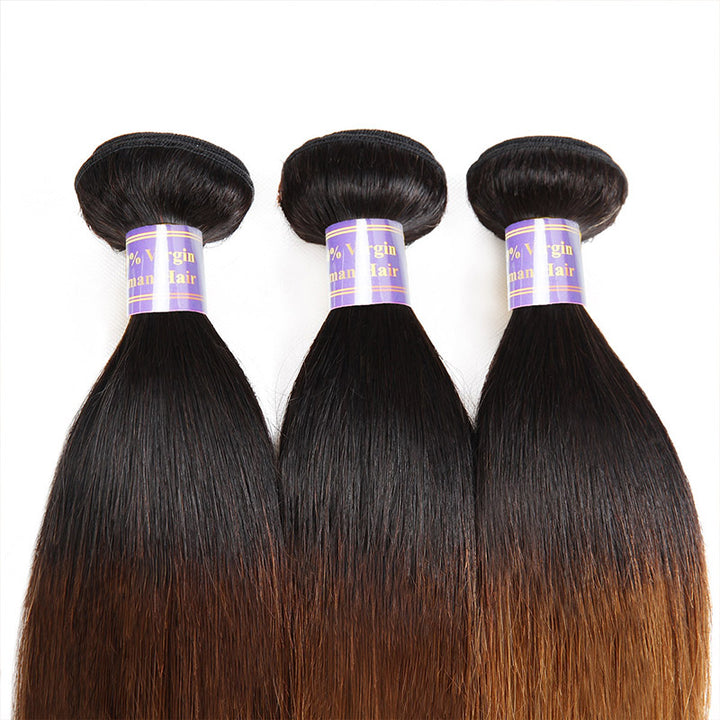 Allove Hair Tow Tone T 1B /30 Straight Hair 3 Bundles With Closure Fashion Colorful Hair : ALLOVEHAIR