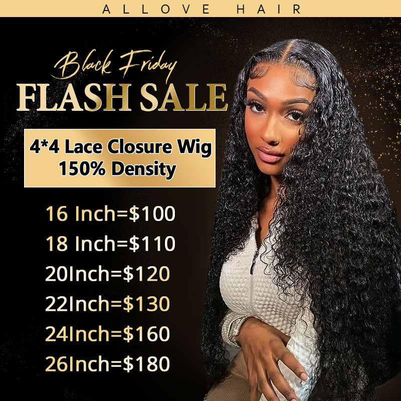 Flash Sale  (16-26") 4x4 Transparent Lace Closure Wig 150% Density