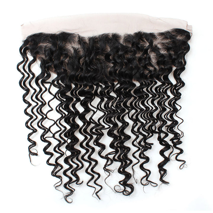 Brazilian Deep Wave 4 Bundles with 13*4 Lace Frontal Closure Human Hair : ALLOVEHAIR