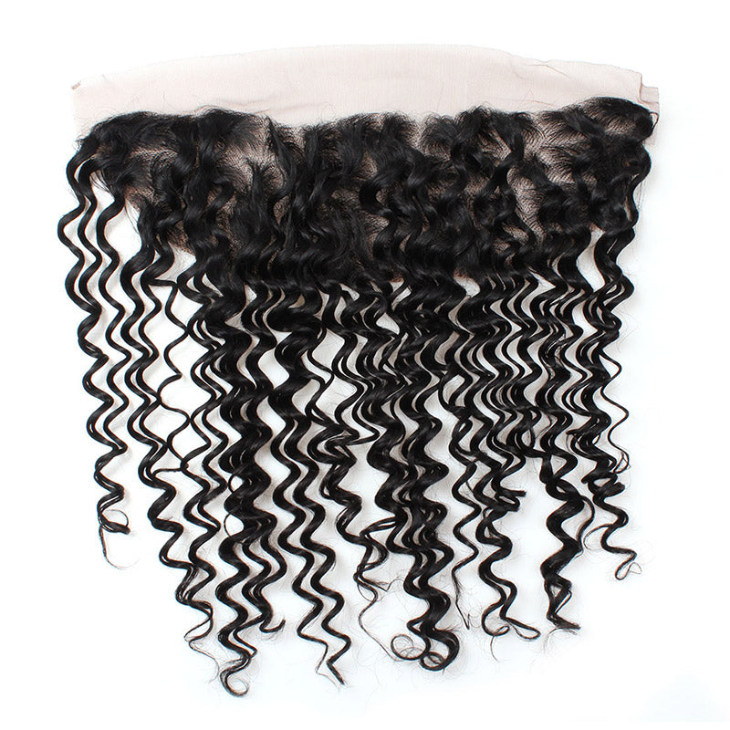 Peruvian Deep Wave 4 Bundles with 13*4 Lace Frontal Virgin Hair : ALLOVEHAIR