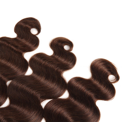 Allove Hair 4# Body Wave Hair 3 Bundles With Lace Closure Human Hair Bundles : ALLOVEHAIR