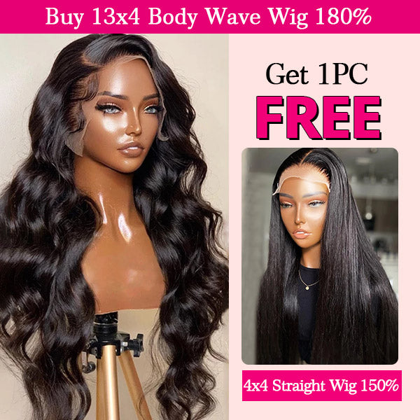 Flash Sale | Buy 13x4 Lace Front Body Wave Wig 180% Get 4x4 Straight Wig 150% for Free