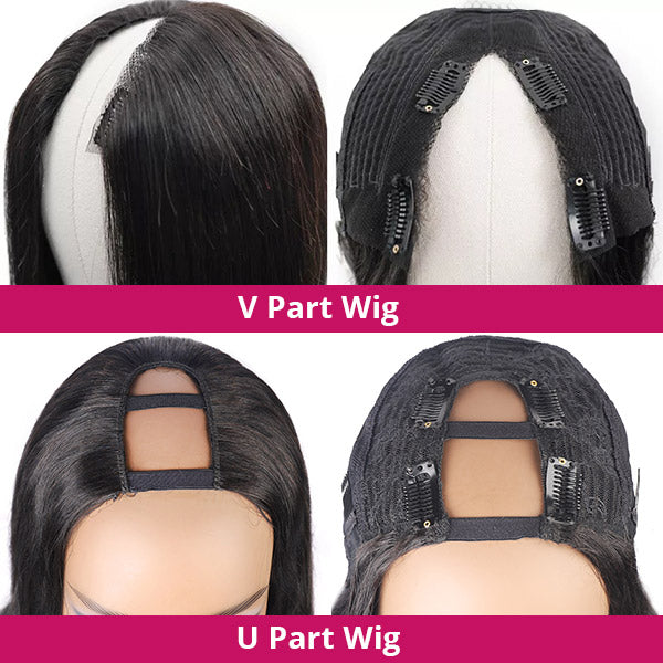 Allove 30 Inch Body Wave V Part Wig Human Hair Brazilian Hair Wigs U Part Wig Upgrade Glueless Wig Minimal Leave Out