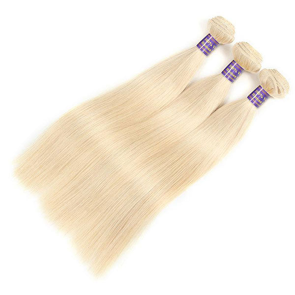Allove 613 Blonde Color Straight Hair 3 Bundles with 4*4 Lace Closure