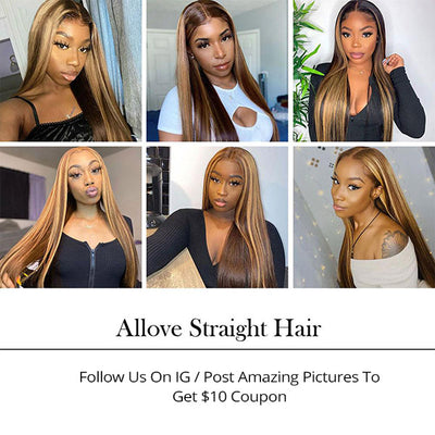 Allove Brown And Blonde Highlight Bundles Bone Straight Human Hair Bundles P4/27 Ombre Bundles Remy Brazilian Hair Weave Bundles