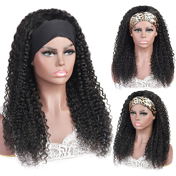 Allove Curly Headband Human Hair Non Lace Wig For Black Women