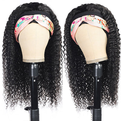 Allove Curly Headband Human Hair Non Lace Wig For Black Women