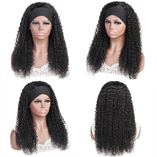 Allove Curly Headband Human Hair Non Lace Wig For Black Women