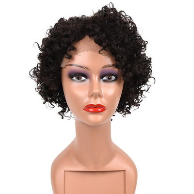 Allove Hair Bob Short Wigs Curly Human Hair Lace Front Wigs For Black Woman : ALLOVEHAIR