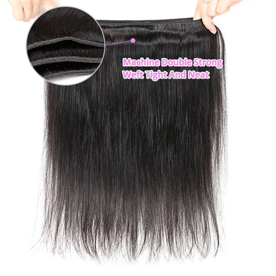 Allove Hair Brazilian Straight Hair 4 Bundles With 4*4 HD Lace Closure Human Hair Weave